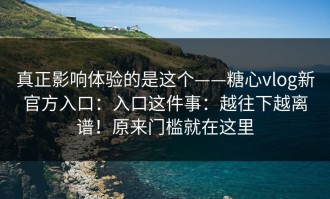 真正影响体验的是这个——糖心vlog新官方入口：入口这件事：越往下越离谱！原来门槛就在这里