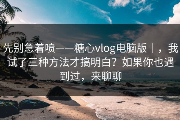 先别急着喷——糖心vlog电脑版｜，我试了三种方法才搞明白？如果你也遇到过，来聊聊