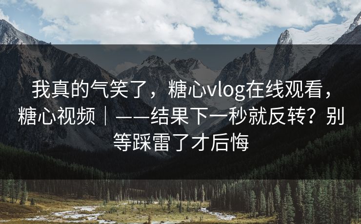 我真的气笑了，糖心vlog在线观看，糖心视频｜——结果下一秒就反转？别等踩雷了才后悔